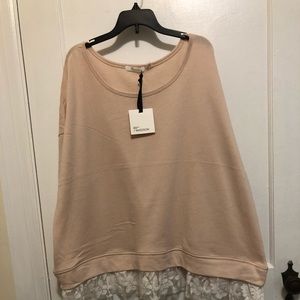 89th&Madison dressy sweatshirt with lace trim. NWT